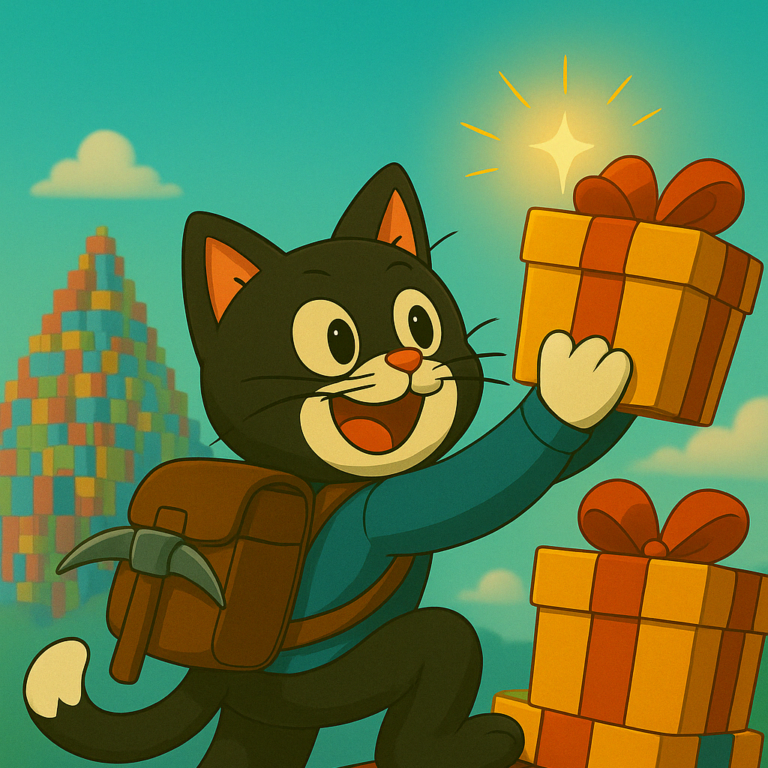 Un chat qui trouve un cadeau